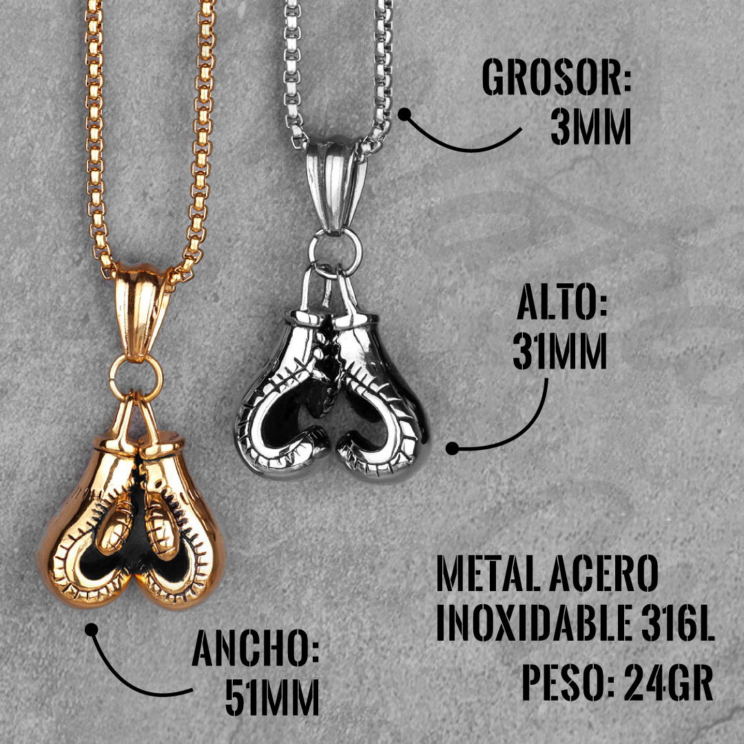 Collar Boxing Gloves Gold Acero Inoxidable 316L - Imagen 3