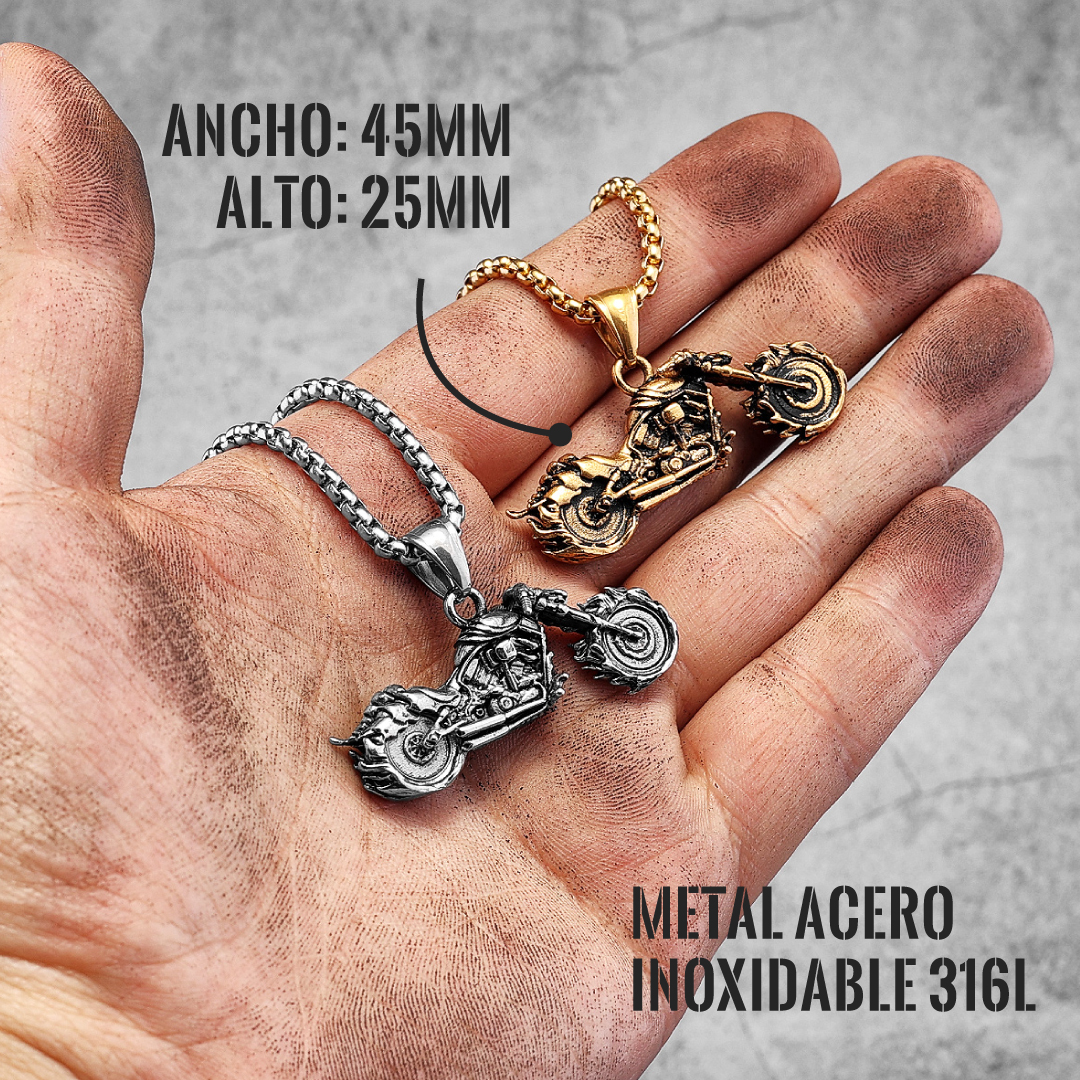Collar Ghost Biker Gold Acero Inoxidable 316L - Imagen 3