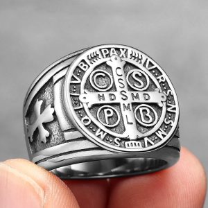 Anillo San Benito Abad Silver Acero Premium 316L