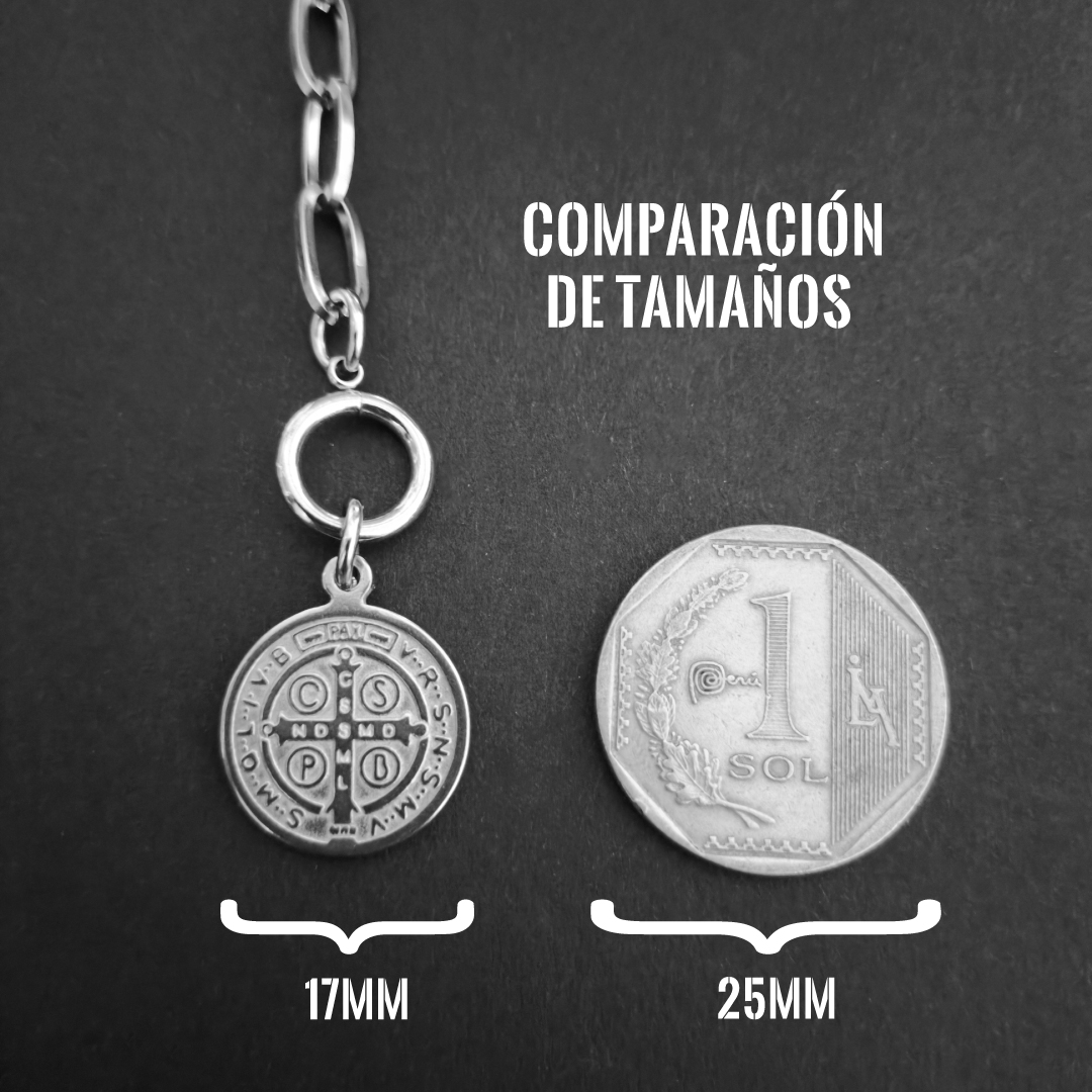 Collar San Benito Cadena Paperclip Acero Inoxidable - Imagen 5