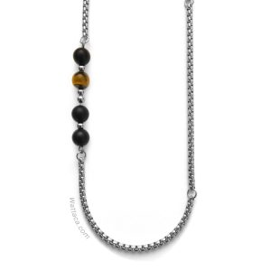 Collar Piedra Ónix Mate/Ojo de tigre Acero Inoxidable