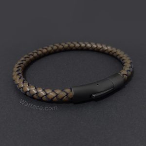 Pulsera Cuero Trenzado Marron