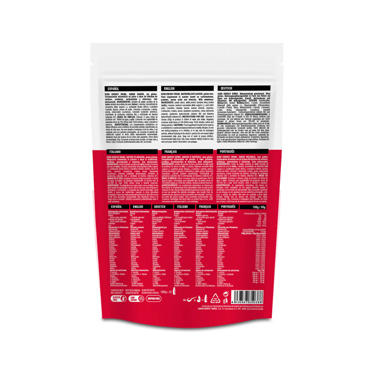 SUB9 ENERGY DRINK 1KG - Bebida Energética - Imagen 3