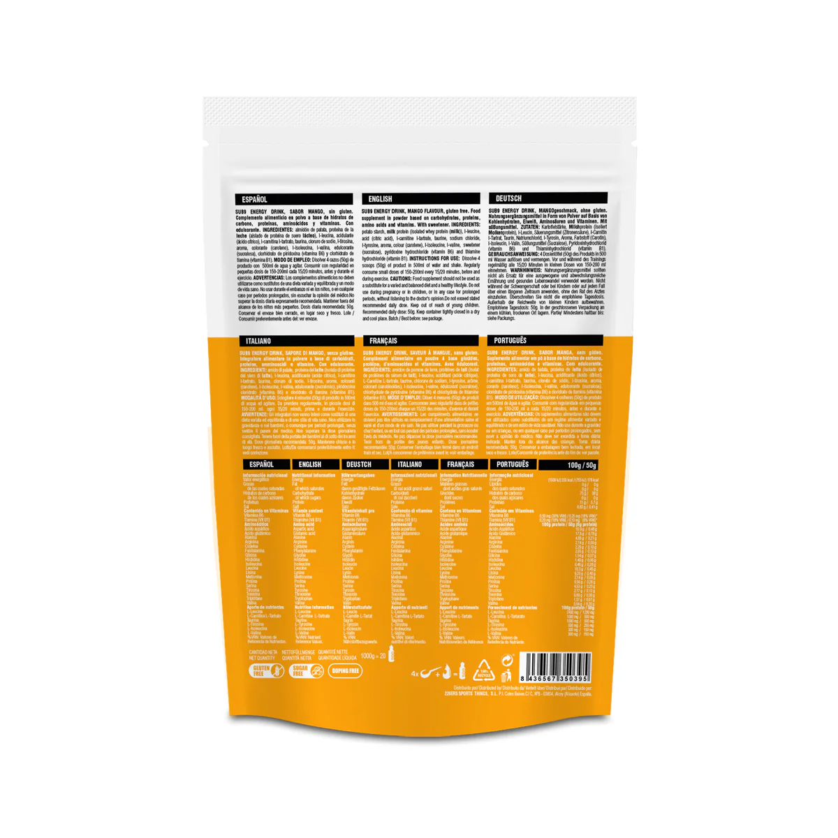 SUB9 ENERGY DRINK 1KG - Bebida Energética - Imagen 4