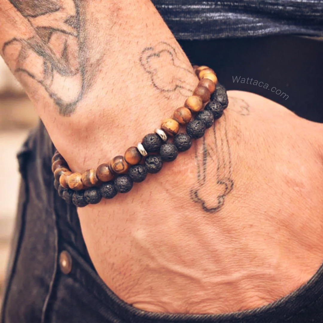 Pack Pulseras Ojo de Tigre y Volcánica 6mm