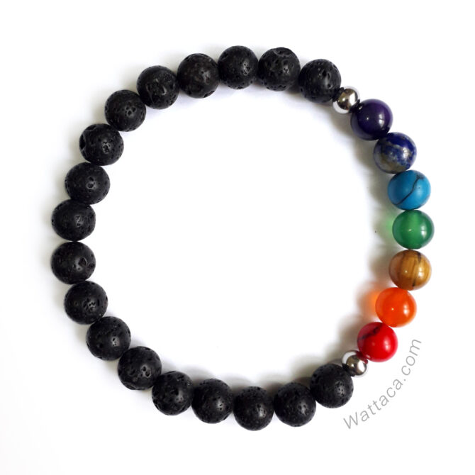 Pulsera 7 Chakras Piedras Volcánicas - Imagen 4