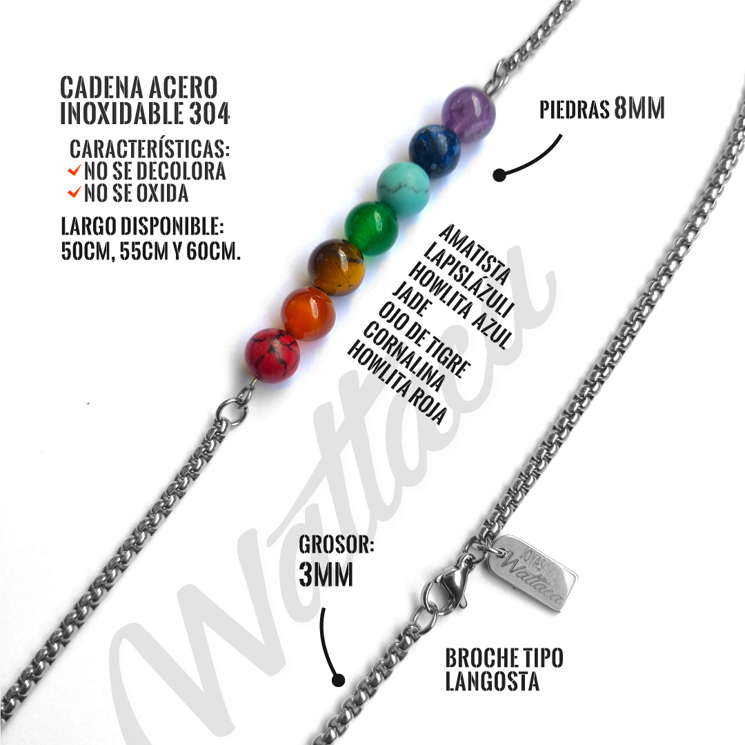 Collar 7 Chakras Acero Inoxidable - Imagen 3