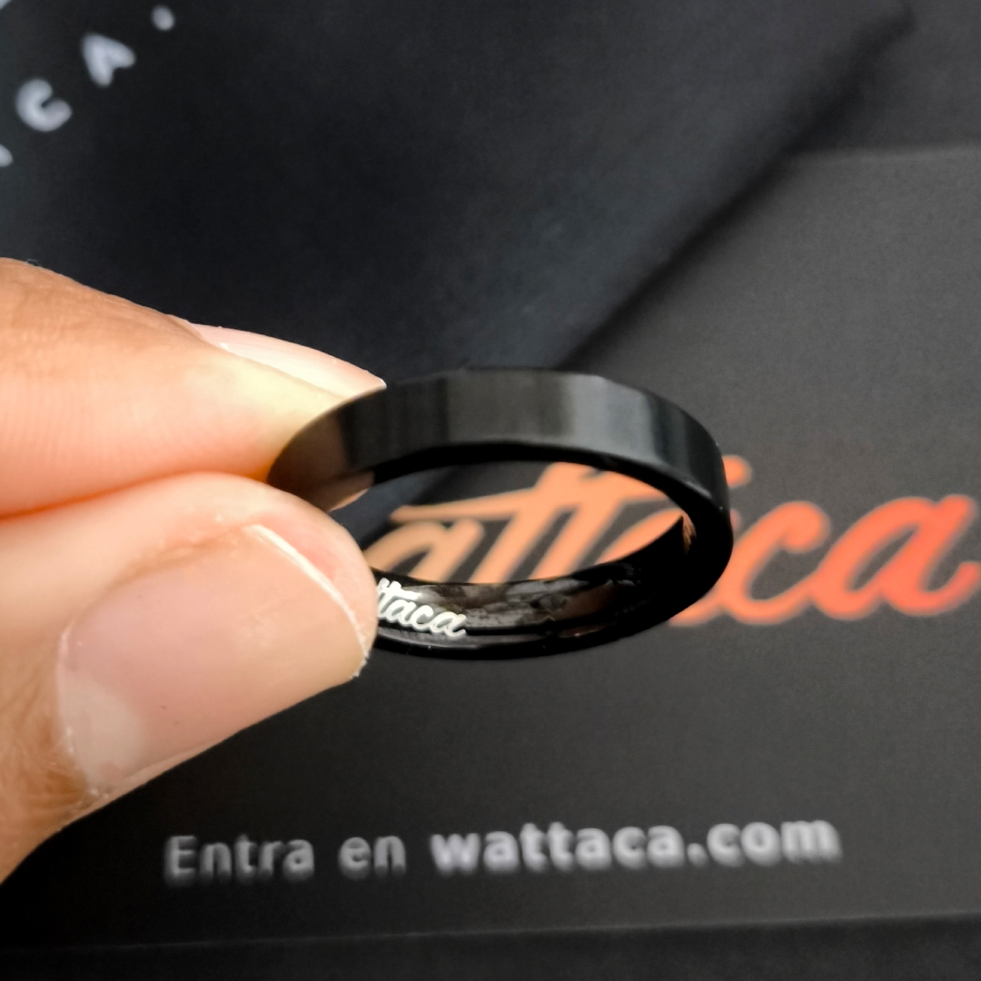 Anillo Black Minimalista Acero Titanio 4mm - Imagen 2