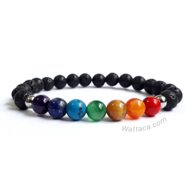 Pulsera 7 Chakras Piedras Volcánicas