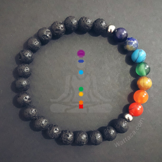 Pulsera 7 Chakras Piedras Volcánicas - Imagen 3