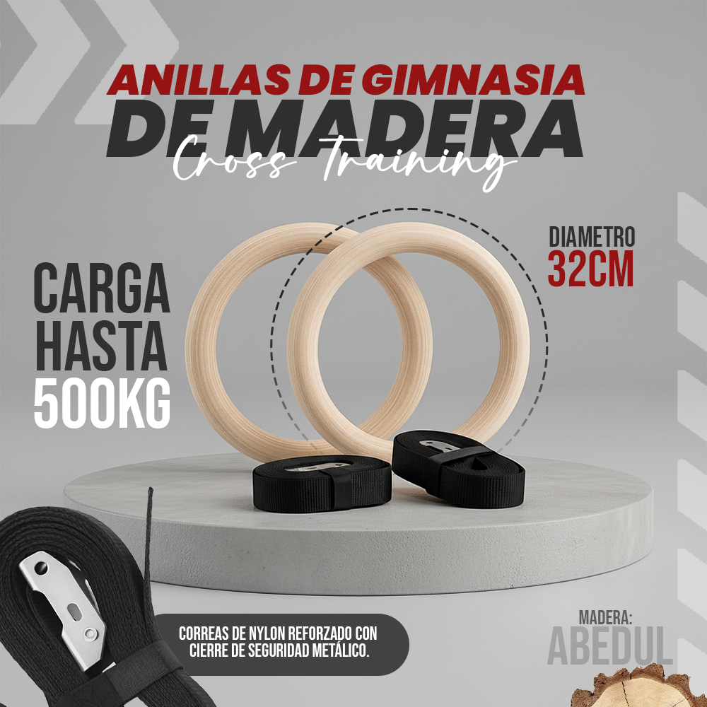 Anillas de Gimnasia de Madera Cross Training - Imagen 6