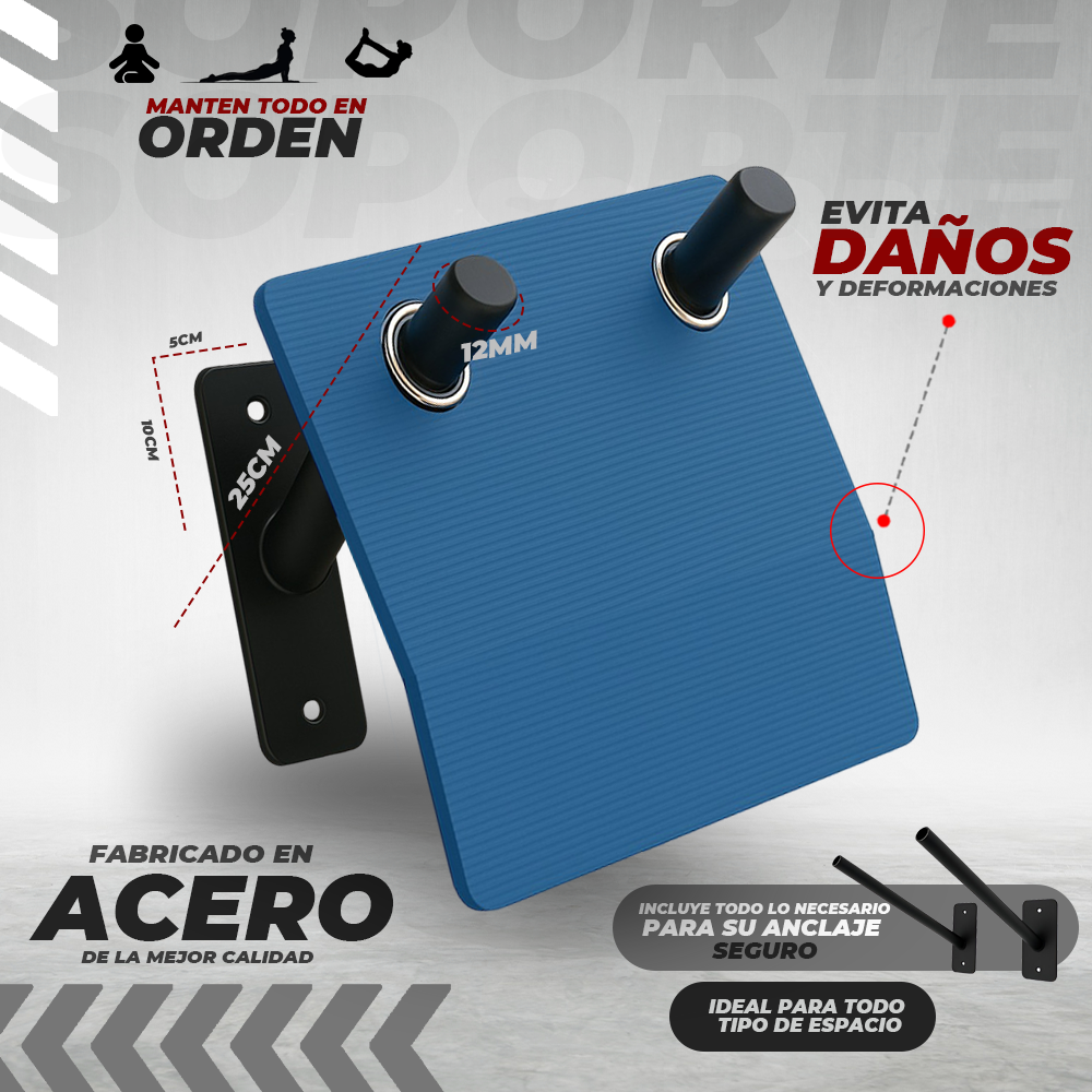 Soporte de Pared para Esterillas de Yoga y Fitness - Imagen 4