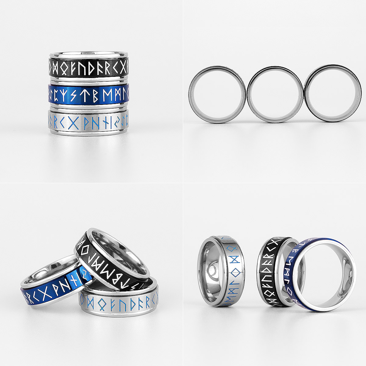 Anillo Giratorio Runas Vikingas Black Vintage Premium 316L - Imagen 5