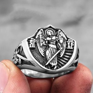 Anillo de San Miguel Arcángel Silver Acero Inoxidable 316L