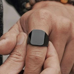 Anillo Tyr Negro Acero Inoxidable 316L