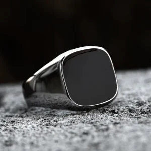 Anillo Square BlackSilver Acero Inoxidable 316L