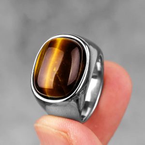 Anillo Glow Ojo de Tigre Acero Premium 316L