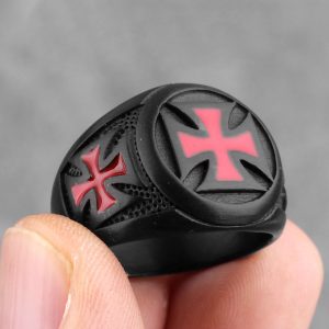 Anillo Cross Templario Black Acero Inoxidable 316L
