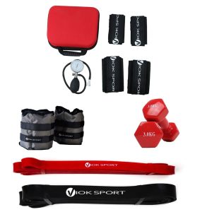 Pack Bandas de oclusión de entrenamiento BFR, bandas de resistencia, tobilleras y mancuernas
