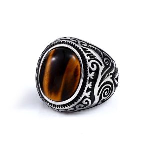 Anillo Helge Ojo de Tigre Acero Inoxidable 316L