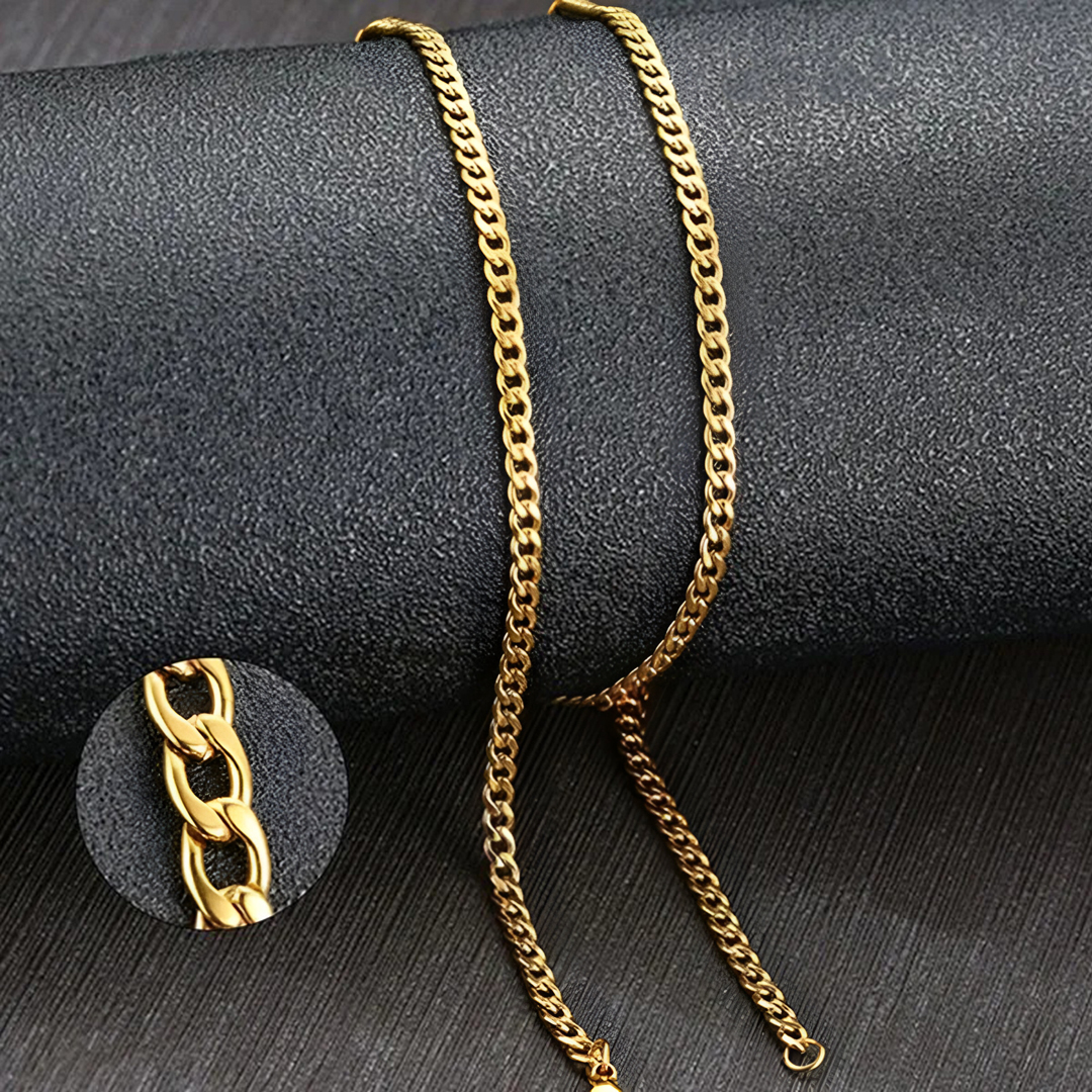 Collar Cubana Acero Inoxidable Gold 3mm - Imagen 2