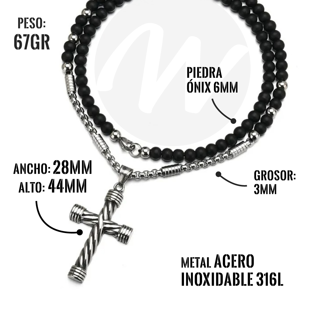 Collar Croce – Piedras Onix + Acero Inoxidable 316L - Imagen 3