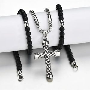 Collar Croce – Piedras Onix + Acero Inoxidable 316L