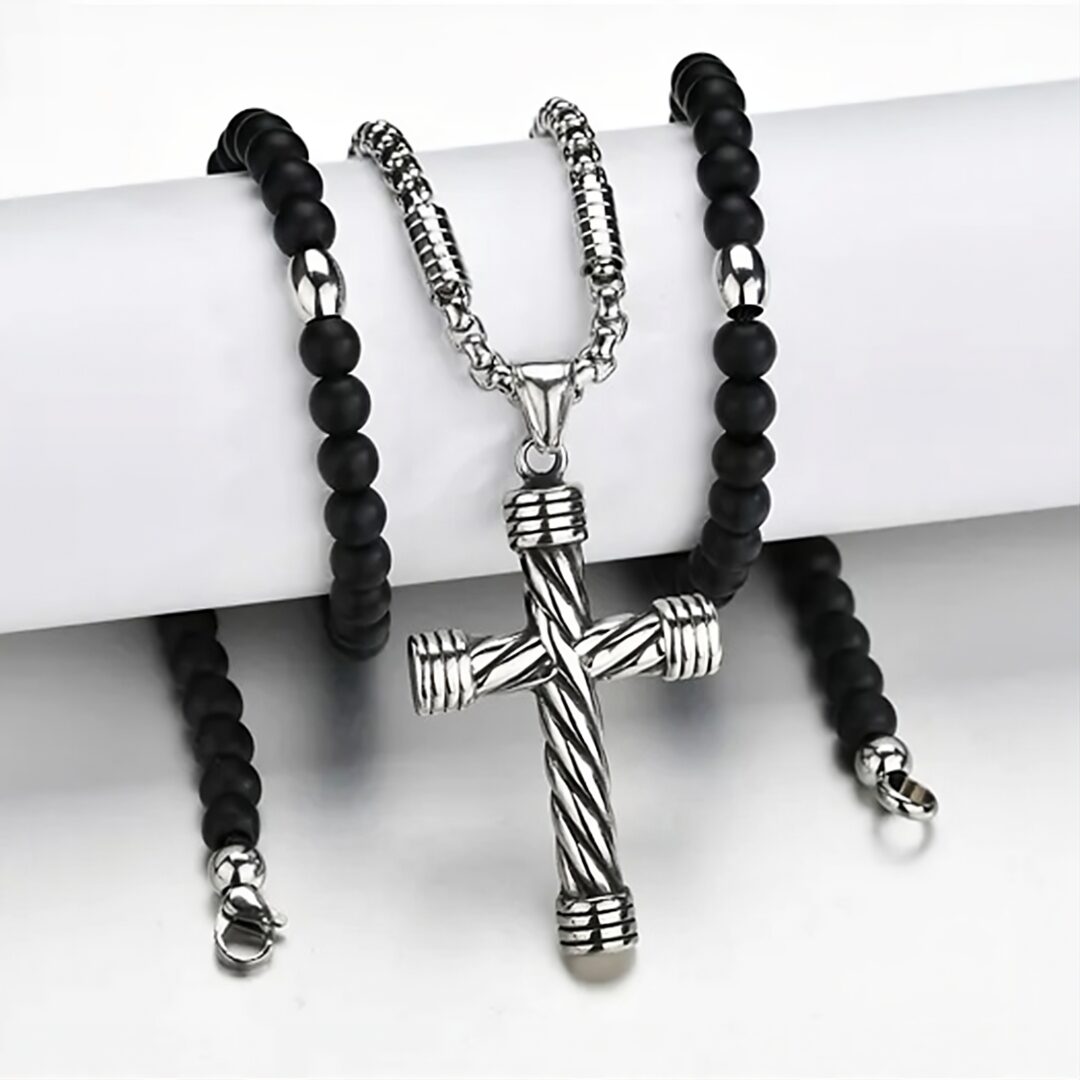 Collar Croce – Piedras Onix + Acero Inoxidable 316L - Imagen 2