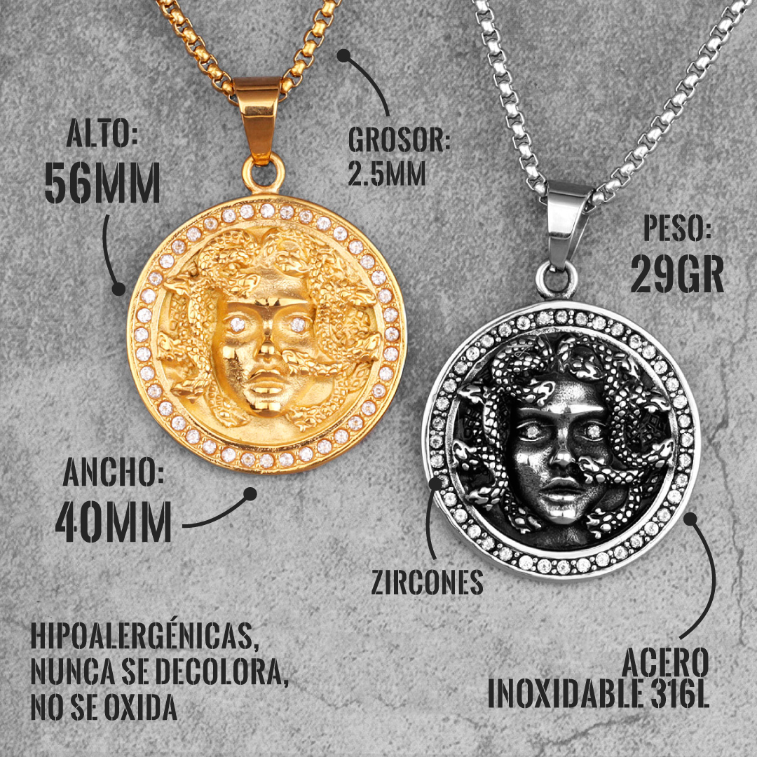 Collar Medusa Gold Acero Inoxidable 316L - Imagen 3