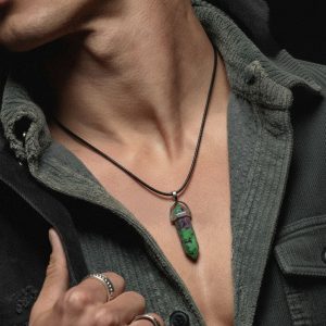 Collar Péndulo Cuarzo Rubí Zoisita