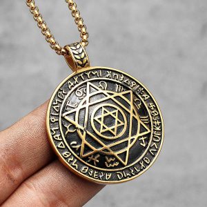 Collar Sello del Rey Salomón Gold Acero Inoxidable 316L