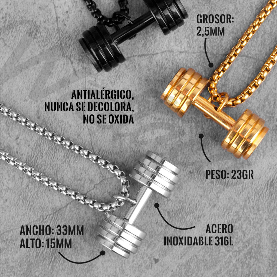 Collar Power Dumbbell Acero Premium 316L - Imagen 3