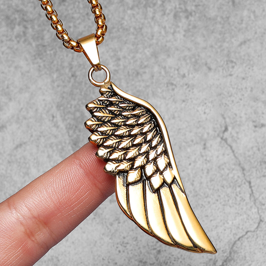 Collar Alas de Ángel Dorado Acero Premium 316L