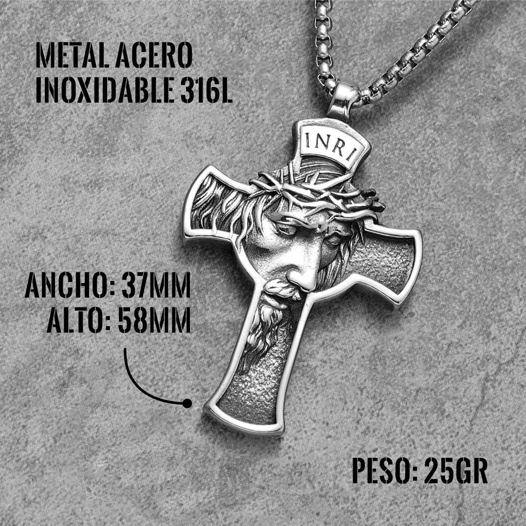 Collar Cruz Jesus Acero Premium 316L - Imagen 3