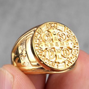 Anillo San Benito Abad Gold Acero Premium 316L