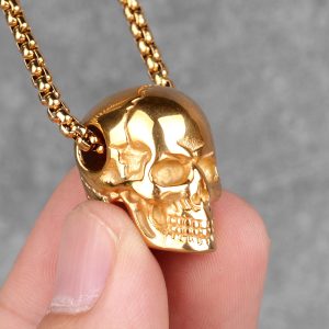 Collar Calavera Gold Acero Inoxidable 316L