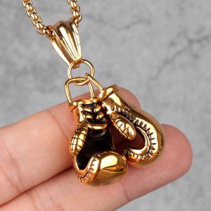 Collar Boxing Gloves Gold Acero Inoxidable 316L