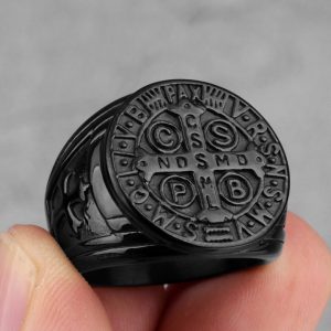 Anillo San Benito Abad Black Acero Premium 316L