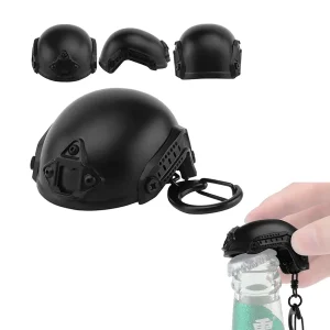 Llavero Casco Tactico Abrebotellas Negro