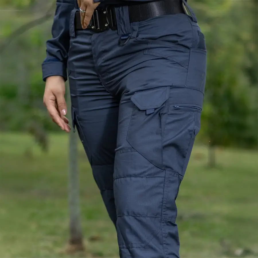 Pantalón Táctico Cargo 10 Bolsillos Azul (M108) - Imagen 5