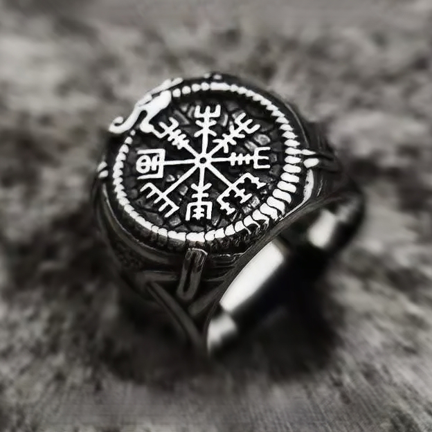 Anillo Vikingo Vegvísir Acero Inoxidable - Imagen 3