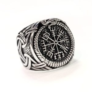 Anillo Vikingo Vegvísir Acero Inoxidable