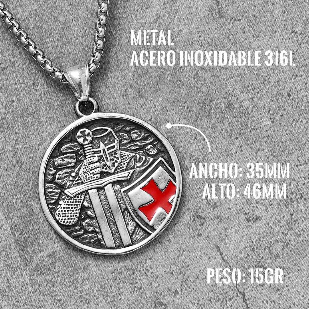 Collar Templario Acero Inoxidable 316L - Imagen 3