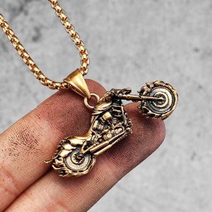 Collar Ghost Biker Gold Acero Inoxidable 316L