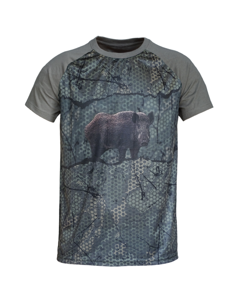 CAMISETA «FOREST-PRINT» CAQUI 3D JABALÍ