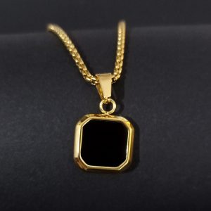 Collar Square Simple Gold Acero Inoxidable