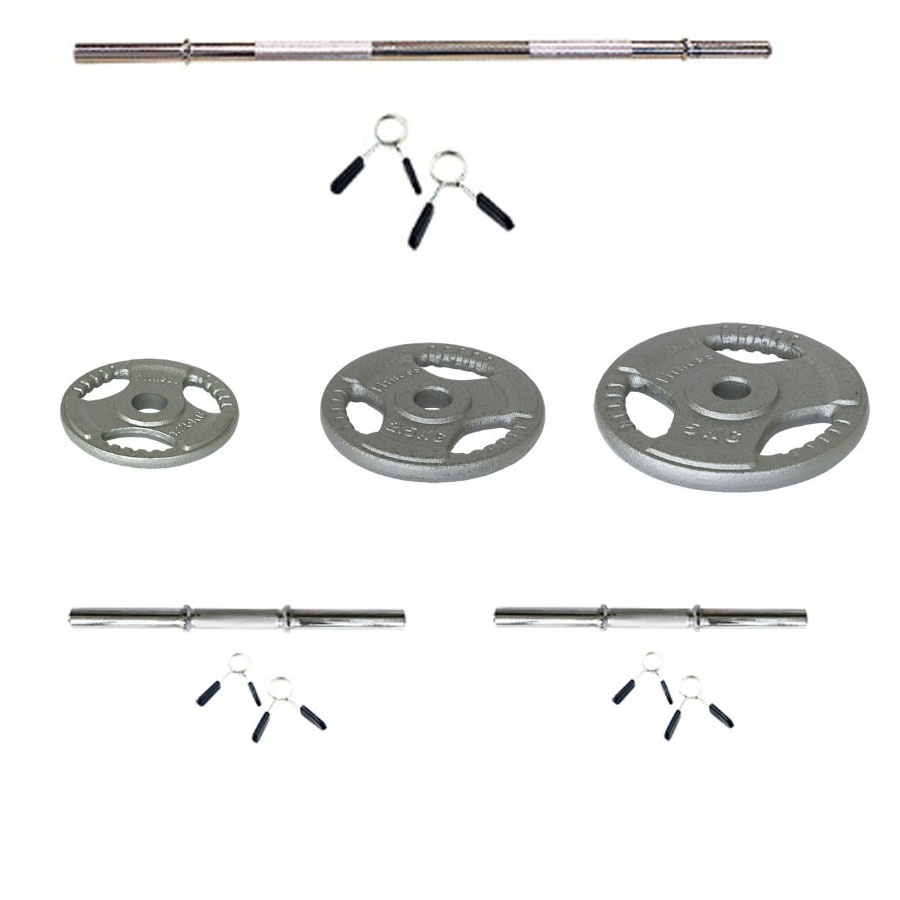 Kit de barra de 1.80m, mancuernas y discos de pesas - Imagen 2