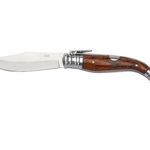 NAVAJA DE CARRACA CON CACHAS DE MADERA ROJA Y HOJA DE 11,5 CM JKR0245