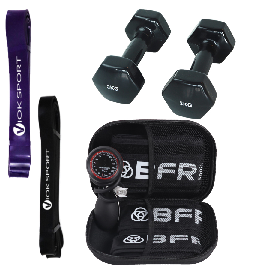 Pack Bandas de oclusión de entrenamiento BFR, bandas de resistencia de 23 y 36 kg y mancuernas de 3 kg - Imagen 2