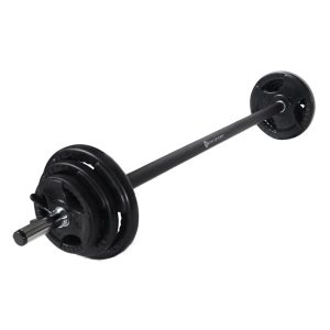 Kit de barra de musculación y discos de caucho con agarre